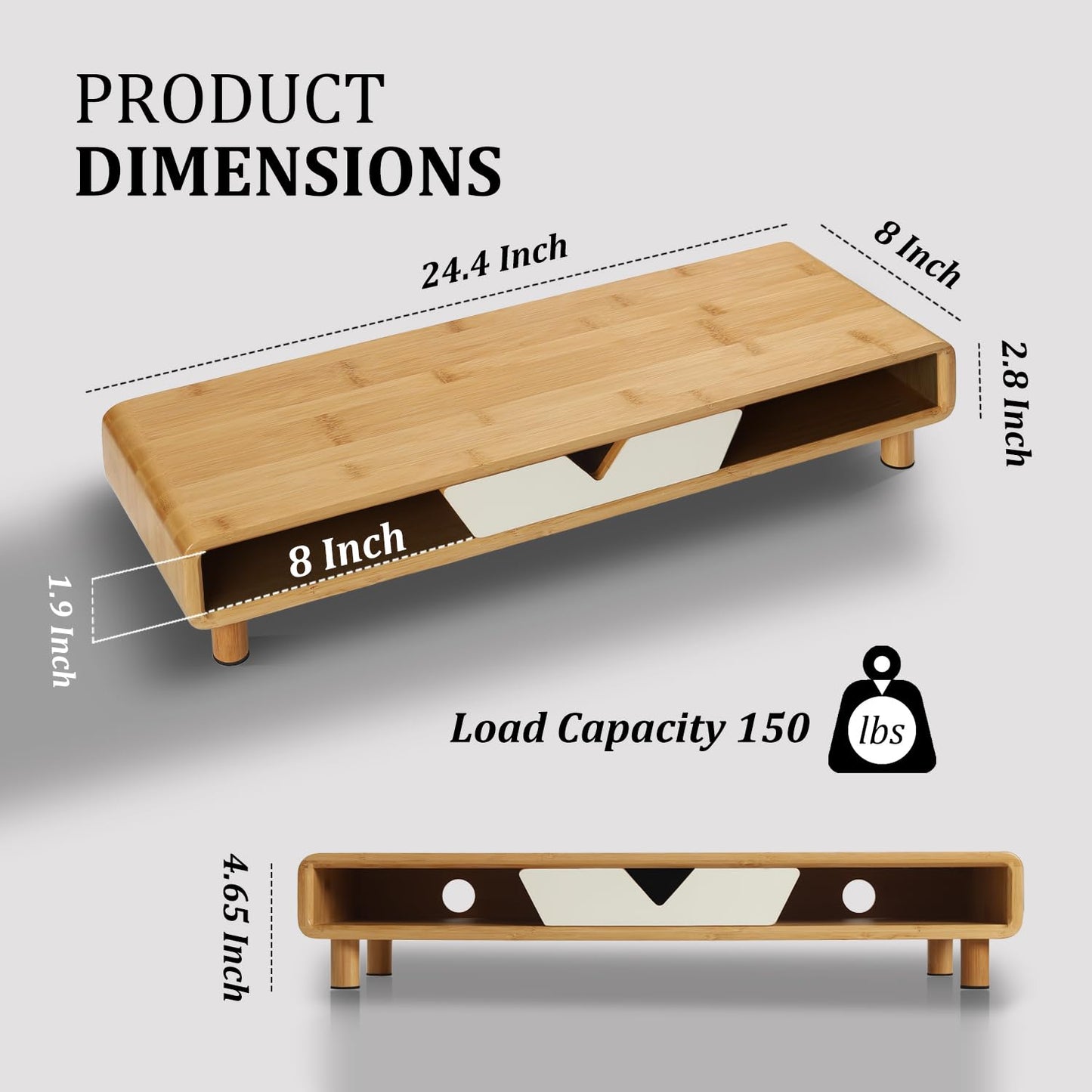 Homerays Monitor Stand with Drawer, Exquisite Computer Monitor Stand for Desk, Ergonomic Wood