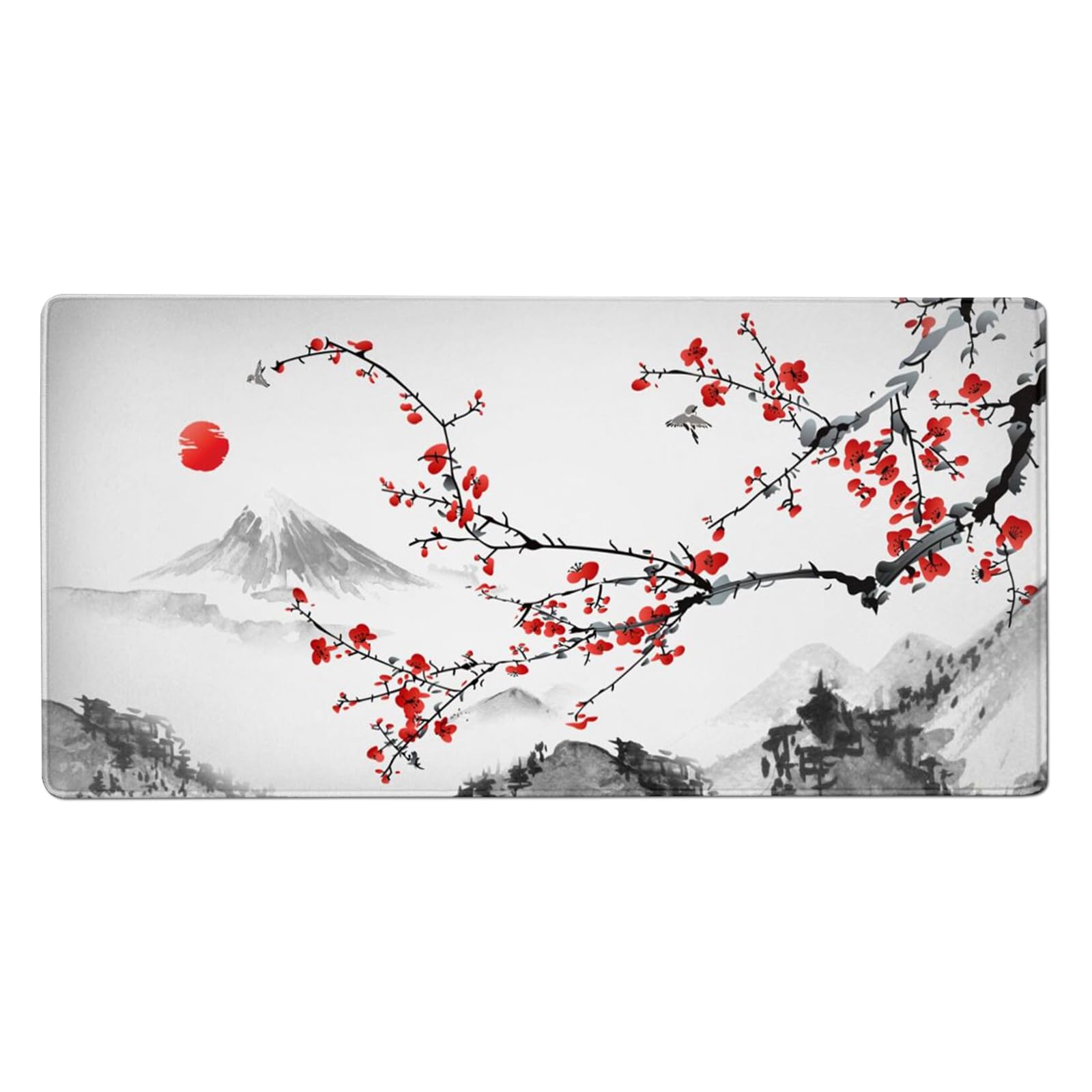 48x24 Inch Extended Gaming Mouse Pad, Japanese Cherry Blossom Desk Mat