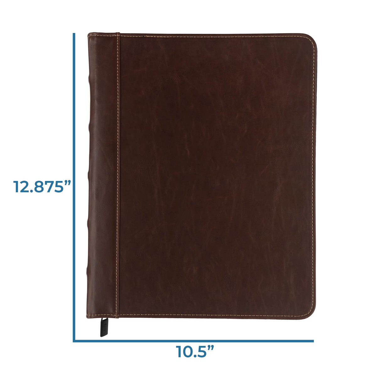 Samsill Vintage Zippered Leather Binder, 1 Inch Round Ring, Letter Size 8.5x11 Documents, Contrast