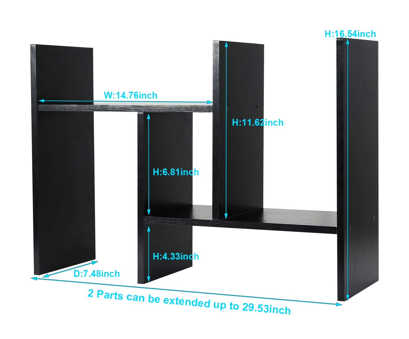 PAG-Mass Desktop Bookshelf Freestanding Wooden Countertop Bookcase Accessories Organizer Display
