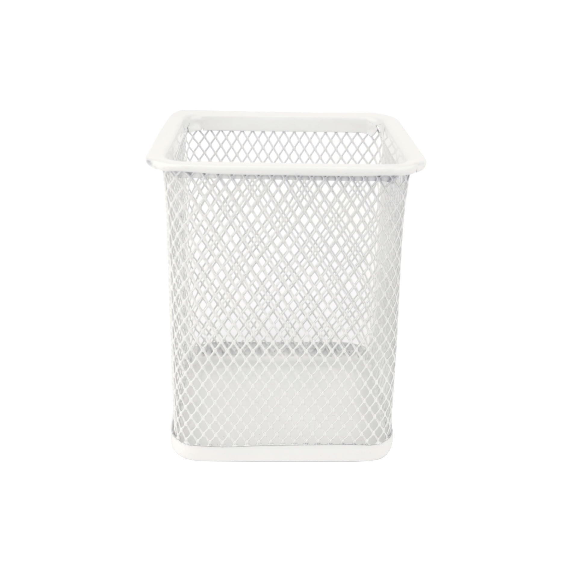D.RECT Metal Square Pen Holder | Pen Holder Cube Made of Wire Metal | Mesh Multifunctional Cup for