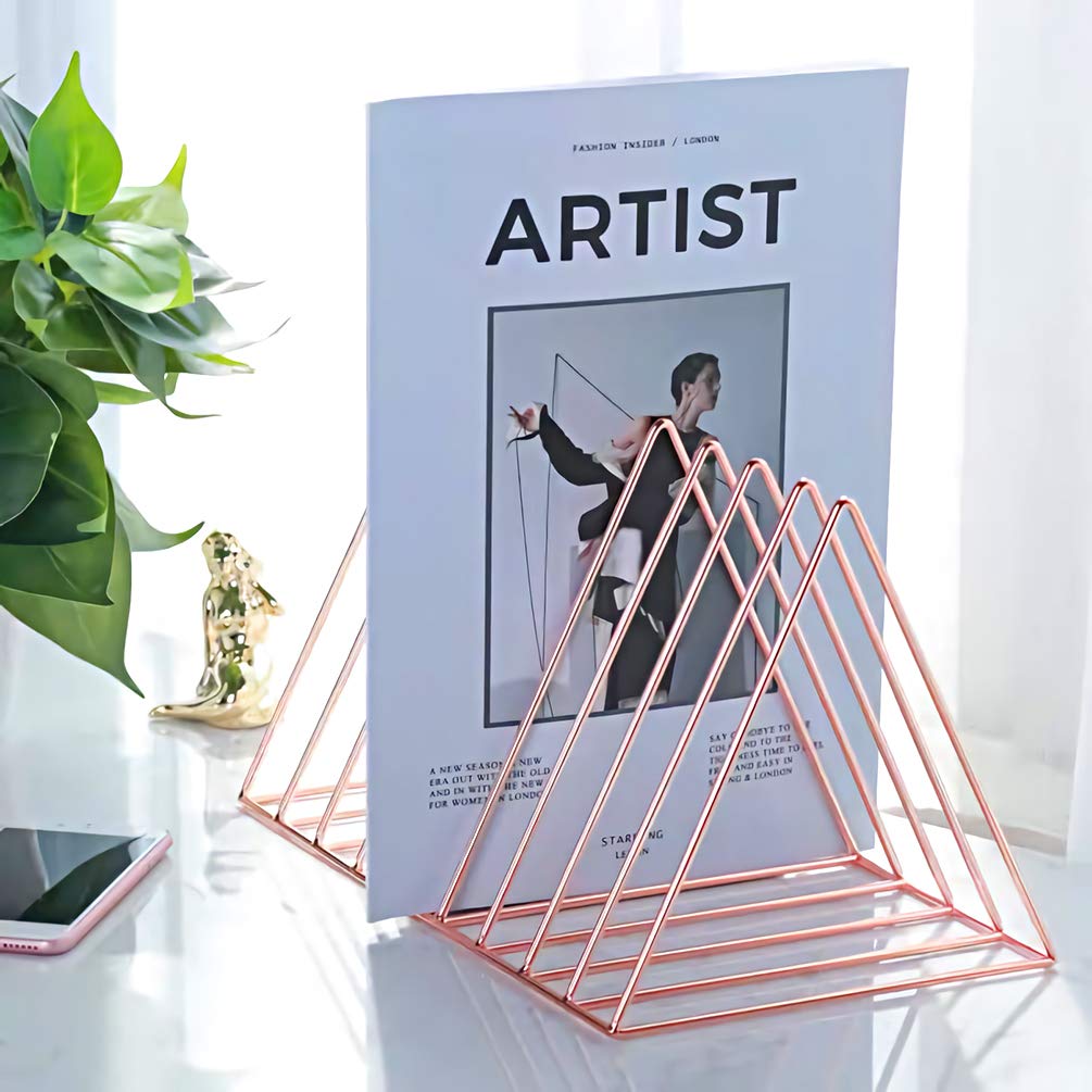 Files Folder Stand Desktop File Organizer, Triangle Wire Magazine Holder Book Shelf, 9 Slot File