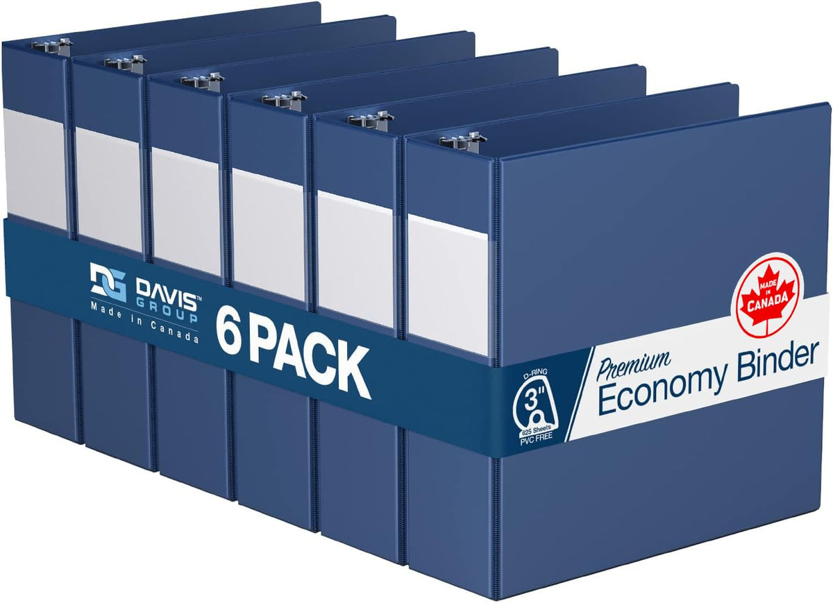 Premium Economy 6-Pack 3-Ring Binders for School or Office, D-Ring Binders, 3 Inch, Royal Blue