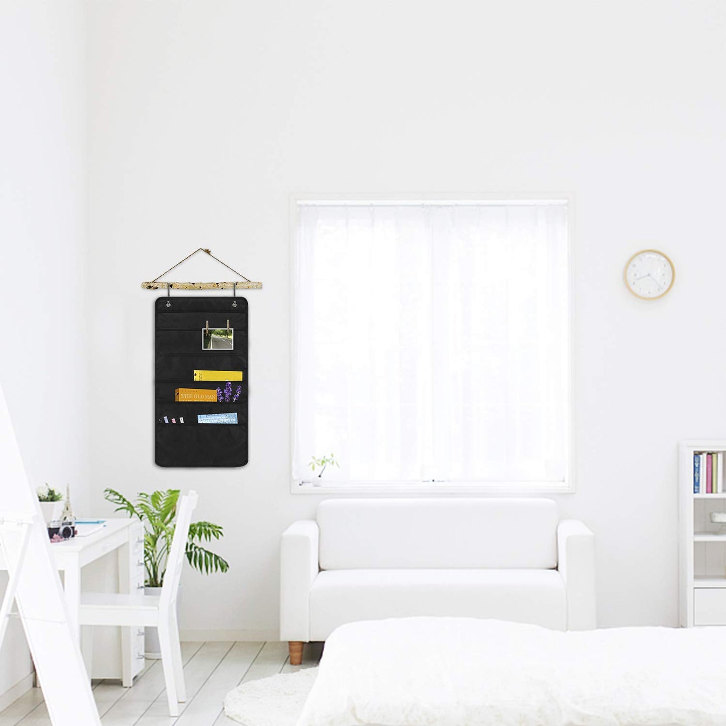 Sinzip 2 Pack Heavy Duty 5 Pocket Door Hanging File Organizer, Black Wall Storage Pocket Charts