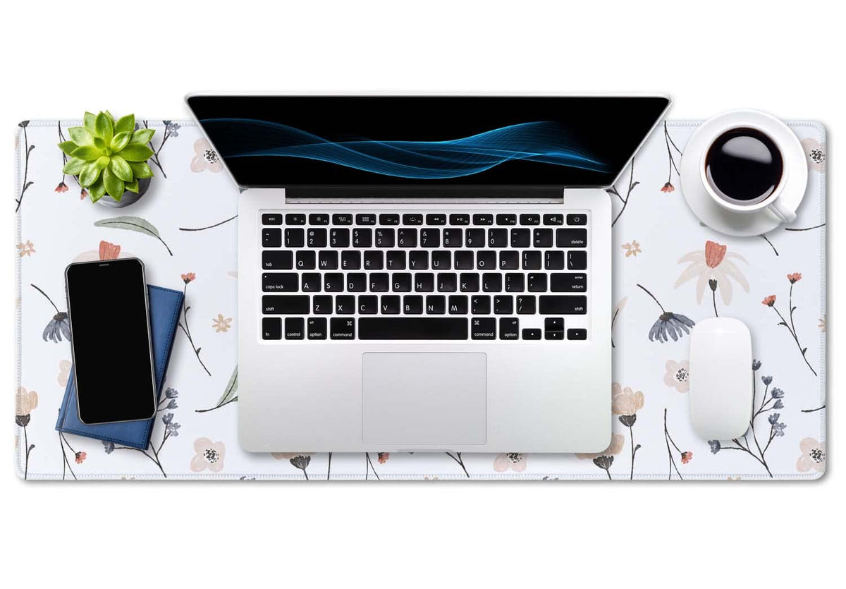 SSOIU Extra Large Flowers Desk Mat, Cute XXL Gaming Mouse Pad 35.5" X 15.7"