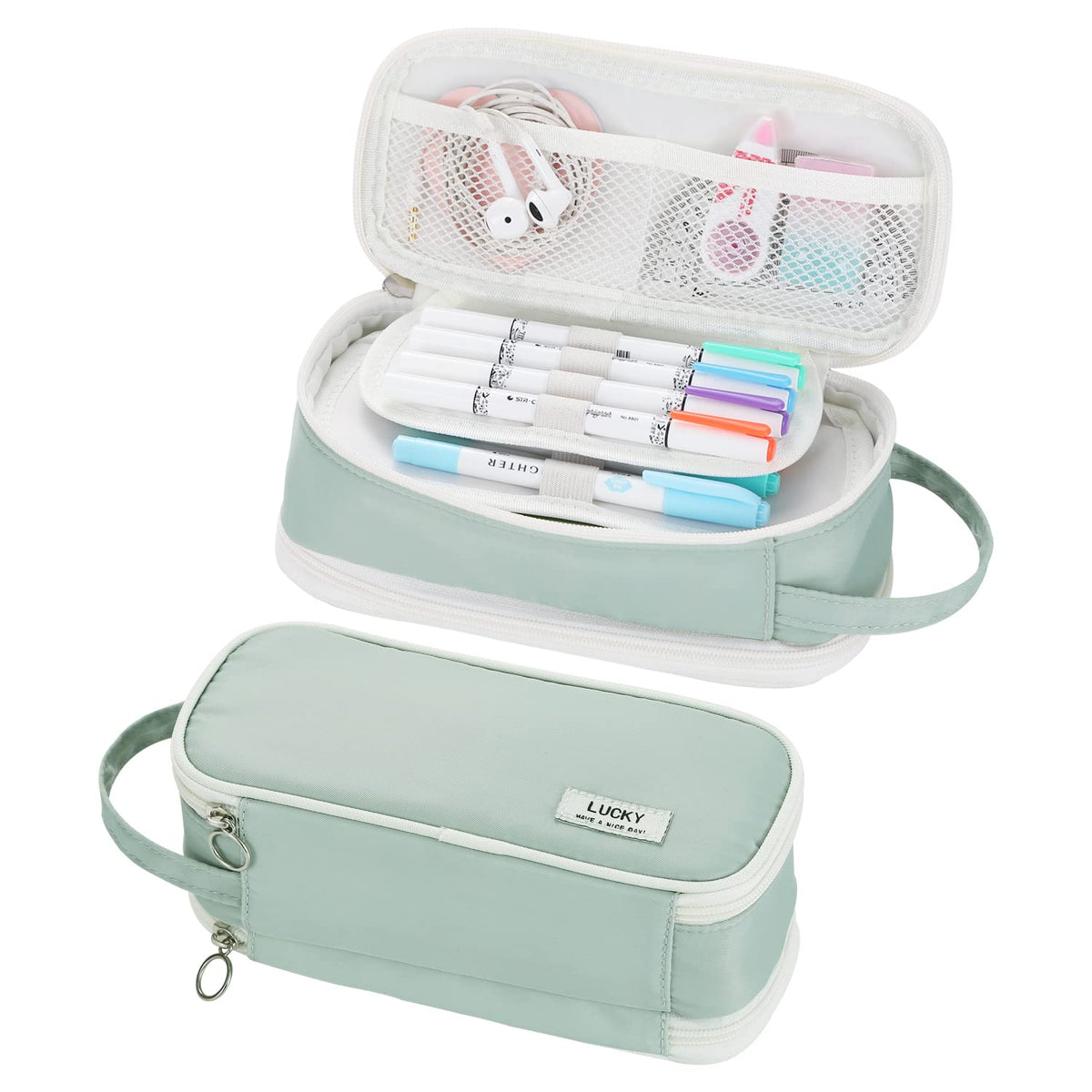 Dugio Large Pencil Case Organizer Big Pencil Bag for Girls Teens Green