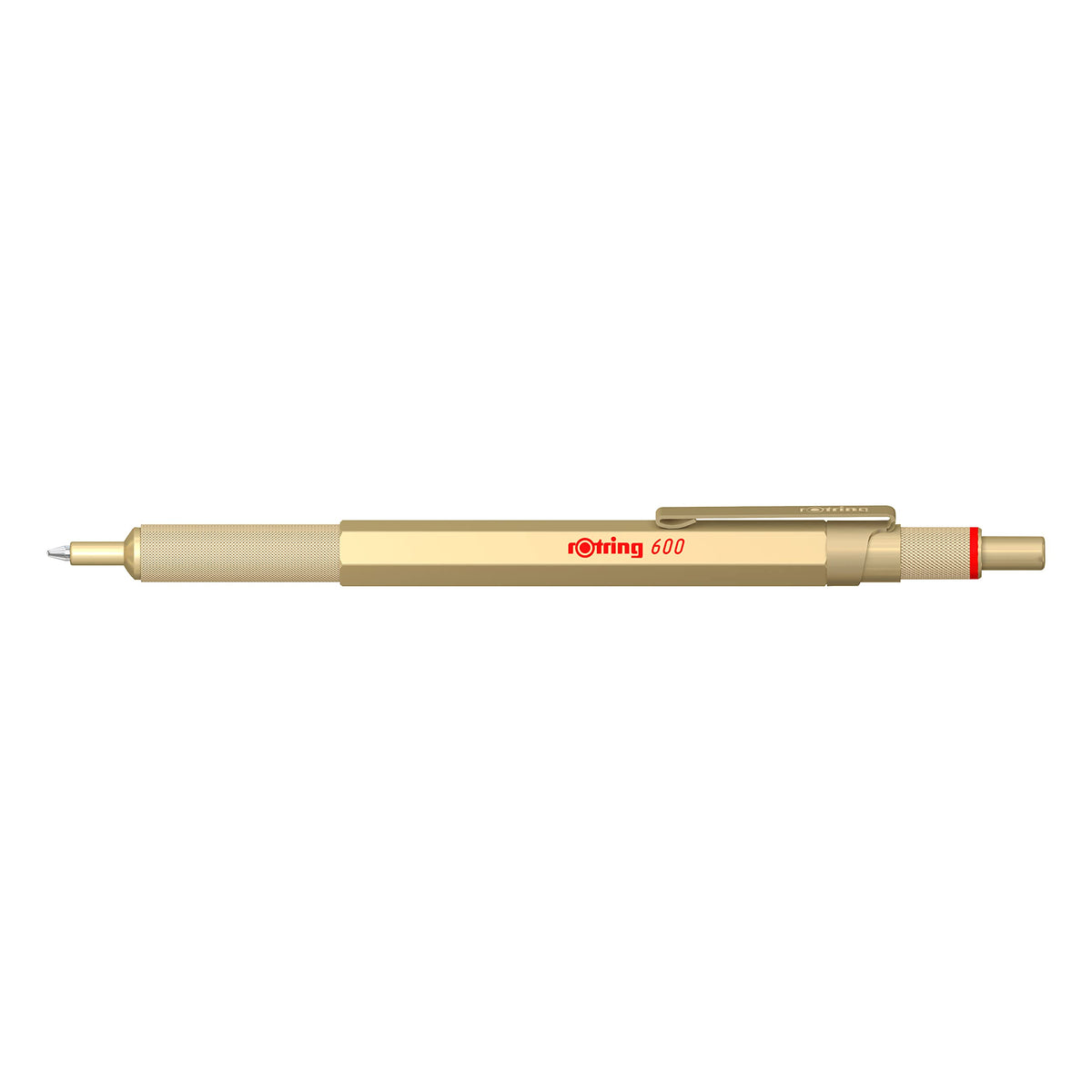 rOtring 600 Metallic Ballpoint Pen, Medium point, Black Ink, Gold Barrel, Refillable, 1 Count