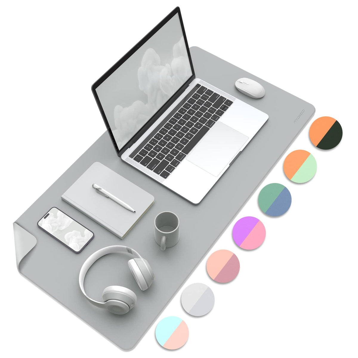 MoKo Desk Mat,Dual-Sided Office Desk Pad Waterproof,Light Gray+Silver