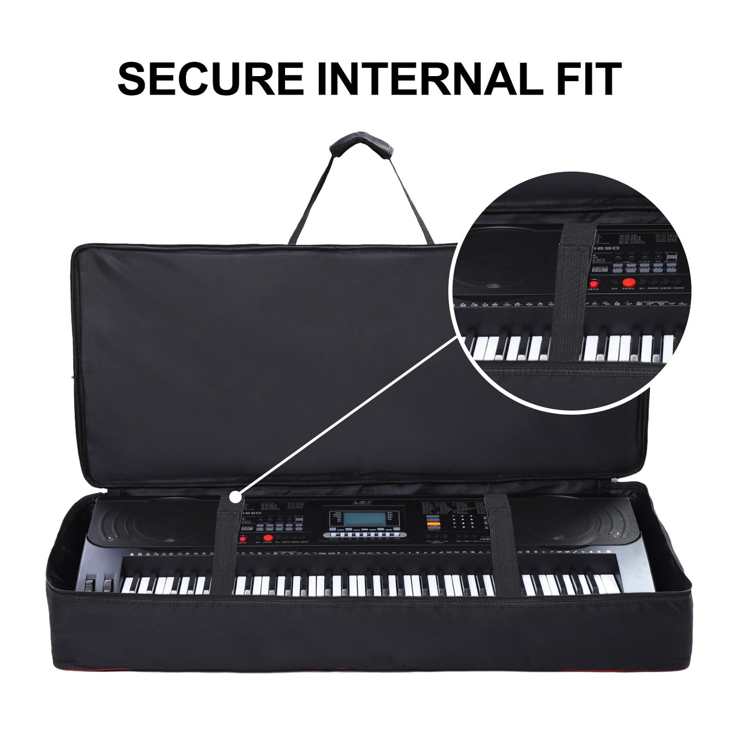 Monkeysell 61 Key Keyboard Case, Soft Padded Piano Gig Bag