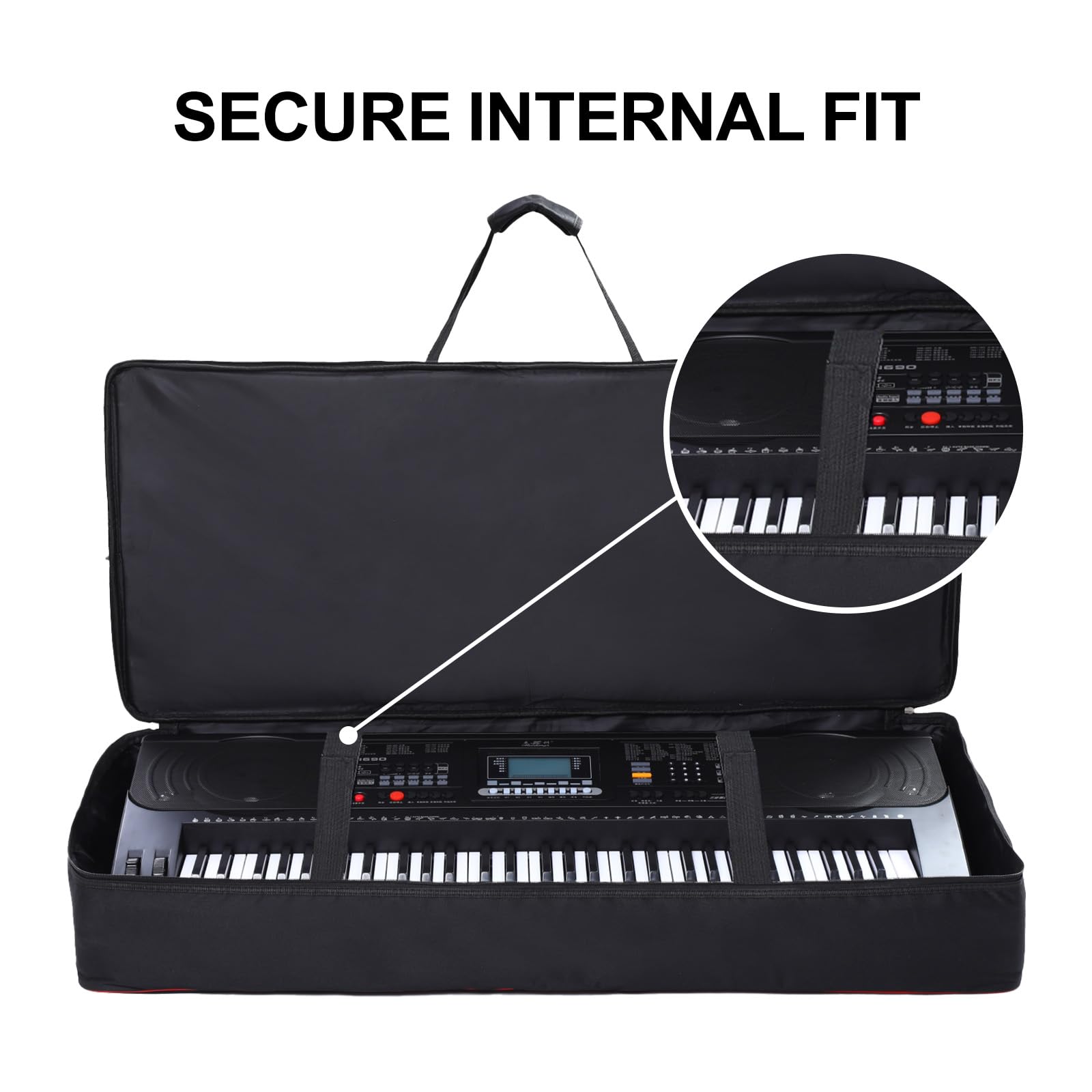 Monkeysell 61 Key Keyboard Case, Soft Padded Piano Gig Bag