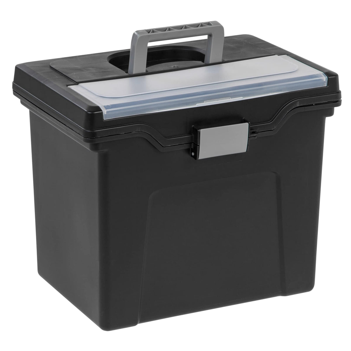 Office Depot Large Mobile File Box, Letter Size, 11 5/8in.H x 13 3/8in.W x 10in.D, Black/Silver