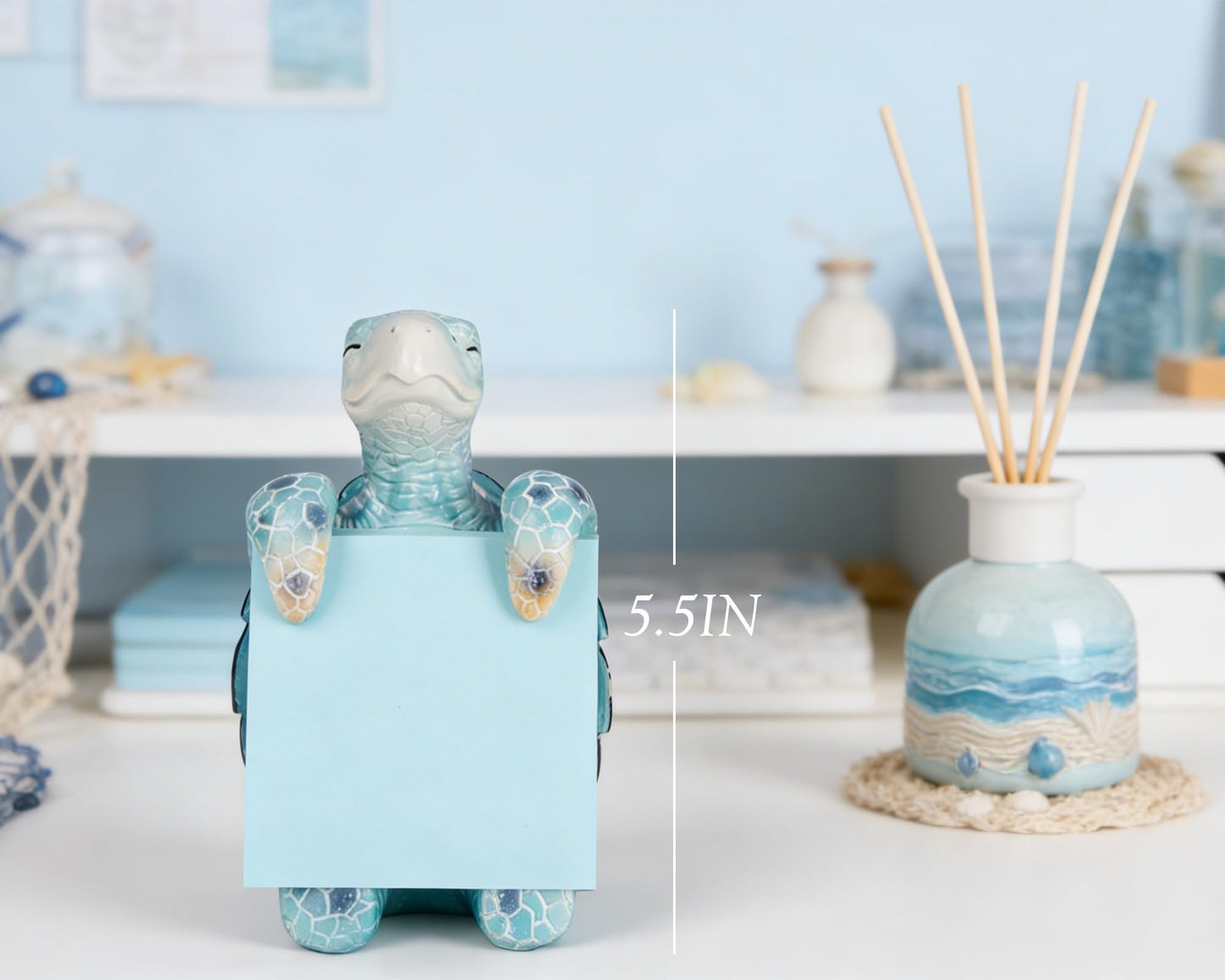 HORTIX Sea Turtle Pop-Up Sticky Note Dispenser for 3 x 3 in Notes, Blue