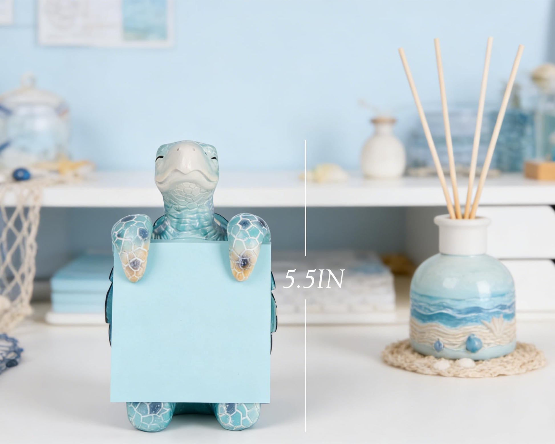 HORTIX Sea Turtle Pop-Up Sticky Note Dispenser for 3 x 3 in Notes, Blue