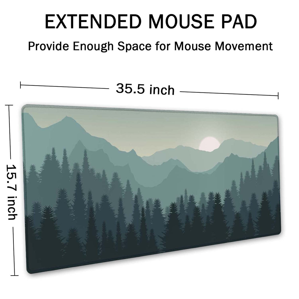 SSOIU Sunset Mountains Landscape Green Desk Mat, Extra Large Desk Mat, Large Gaming Mouse Pad
