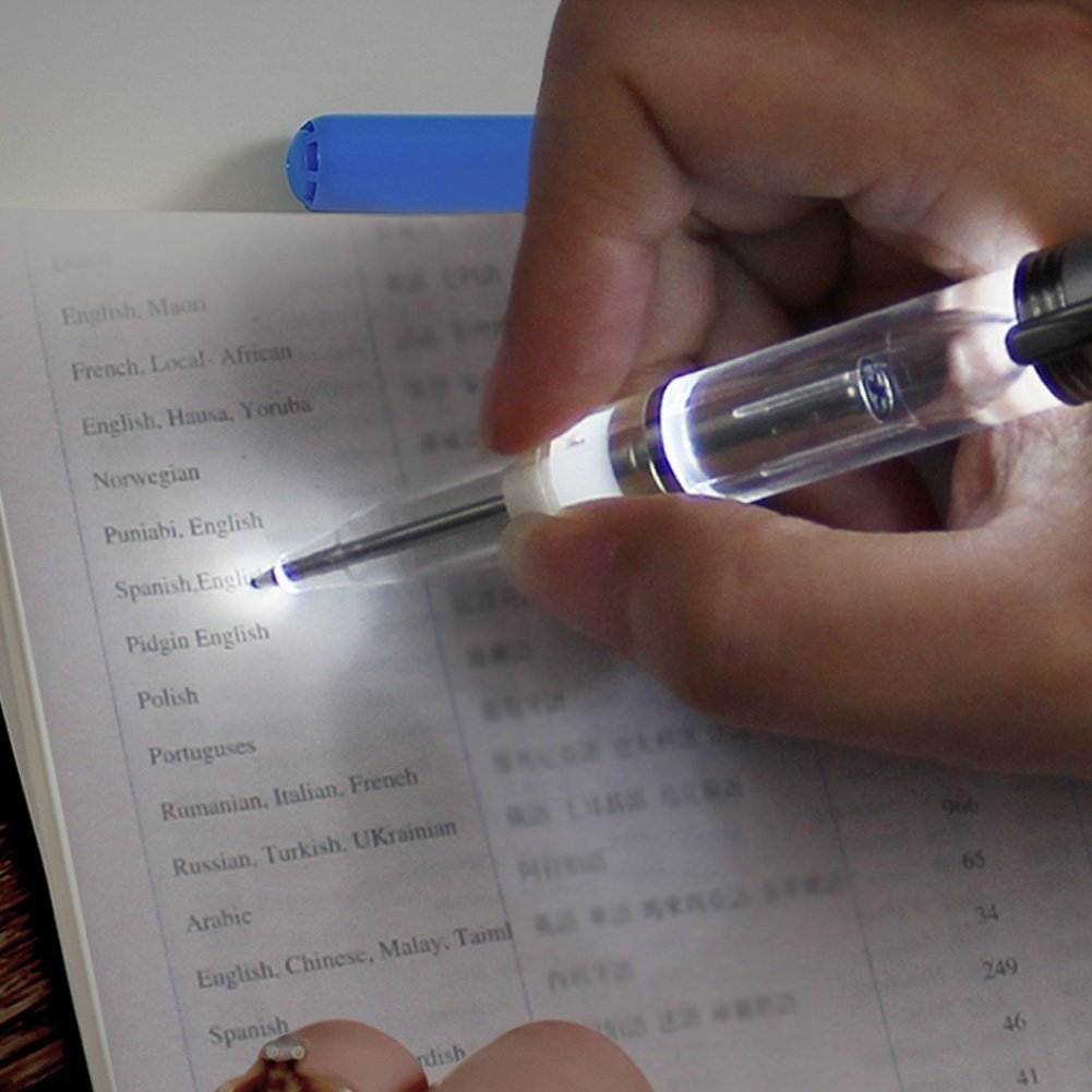 Glovion Led Light Pen,Penlight for Nighttime Writing - White - Pack of 4 Pens