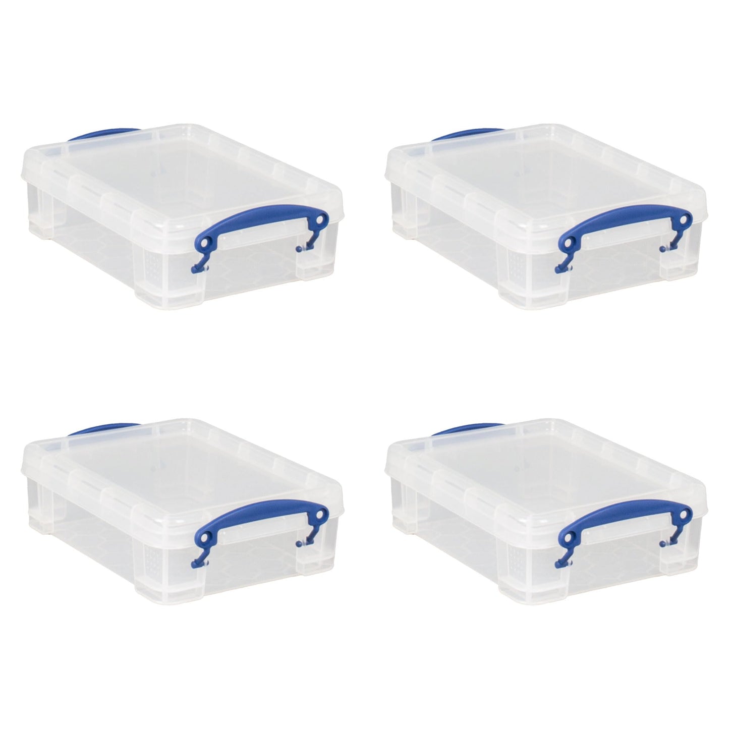 Really Useful Box 1.75 Liter Plastic Stackable Storage Container, 4 Pack