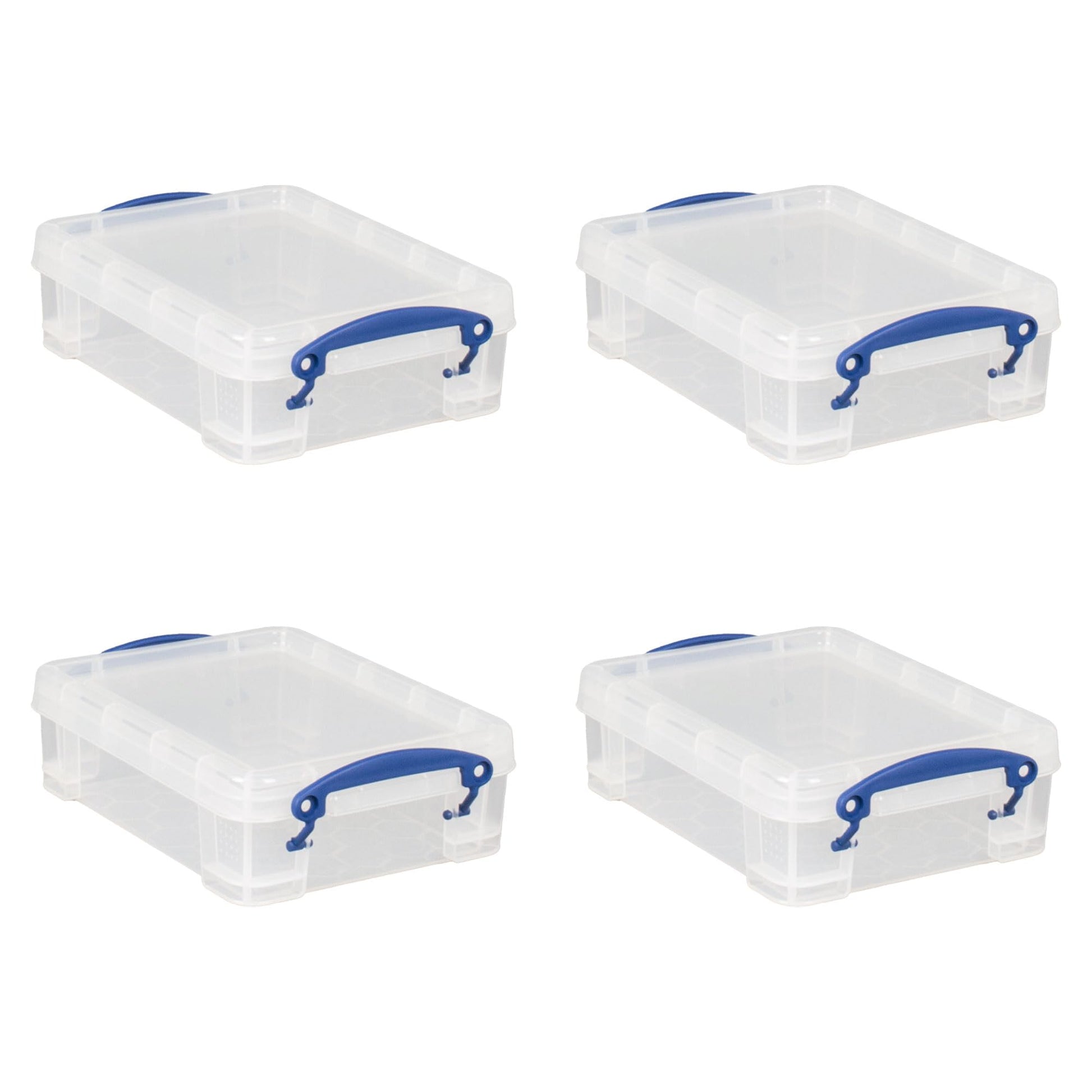 Really Useful Box 1.75 Liter Plastic Stackable Storage Container, 4 Pack