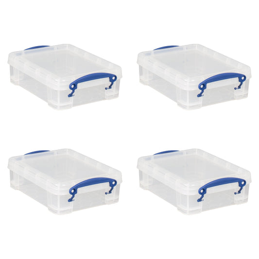 Really Useful Box 1.75 Liter Plastic Stackable Storage Container, 4 Pack