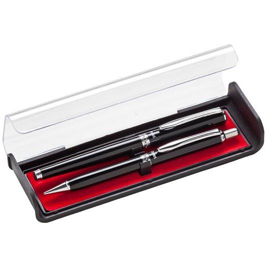 Pentel Libretto Roller Gel Pen and Pencil Set with Gift Box, Pen 0.7mm and Pencil 0.5mm, Black