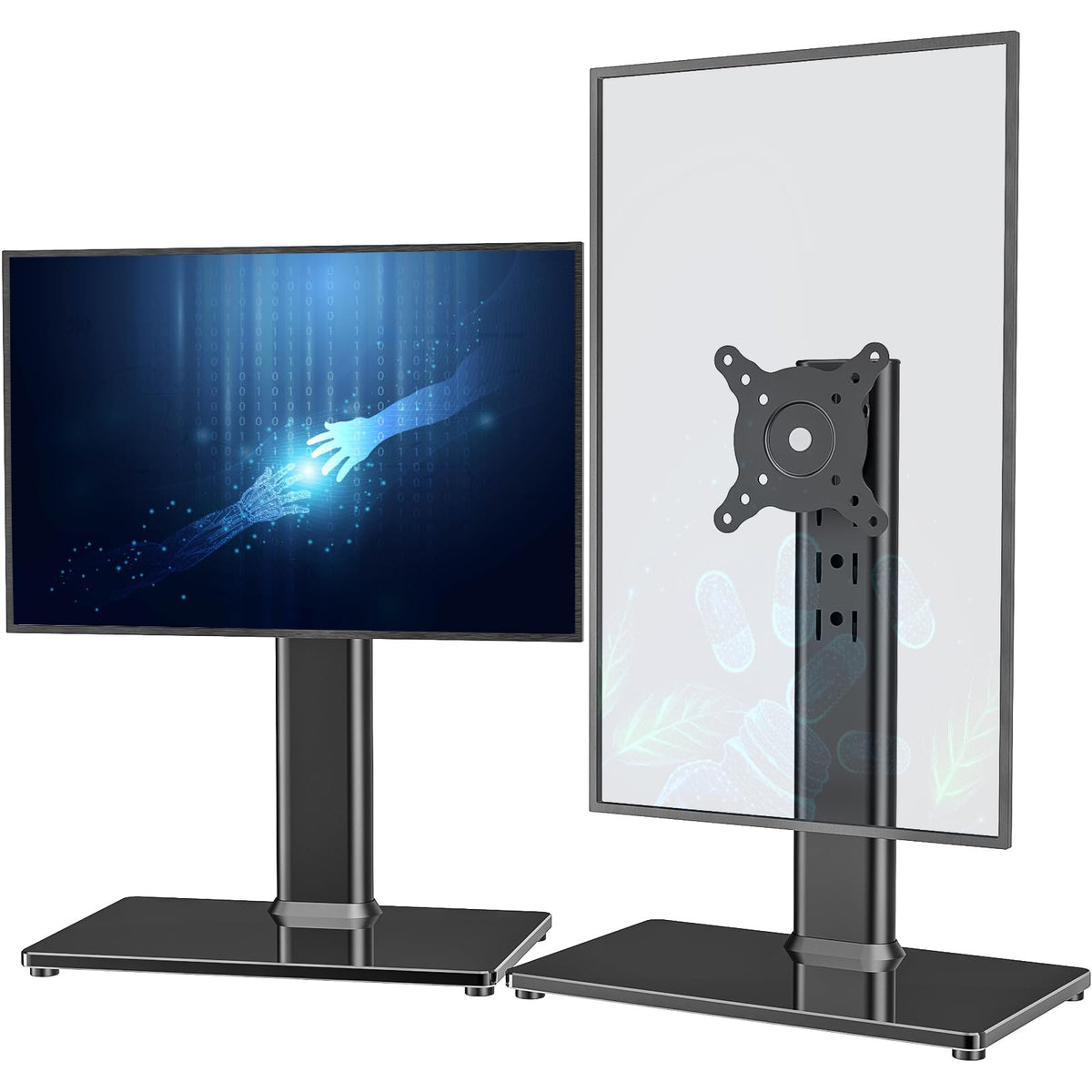 Hemudu 2 Pack Single LCD Computer Monitor Free-Standing Desk Stand Riser for 13 inch to 32 inch