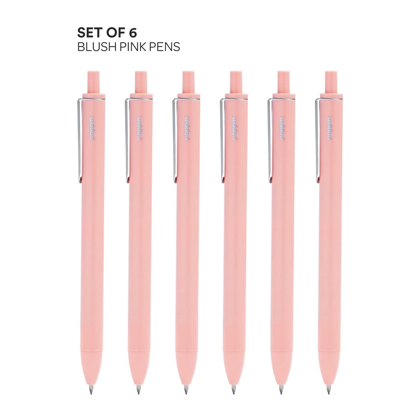 Poppin Luxe Retractable Gel Pen, Fine Point, Black Ink, 6/Pack (104448-US)