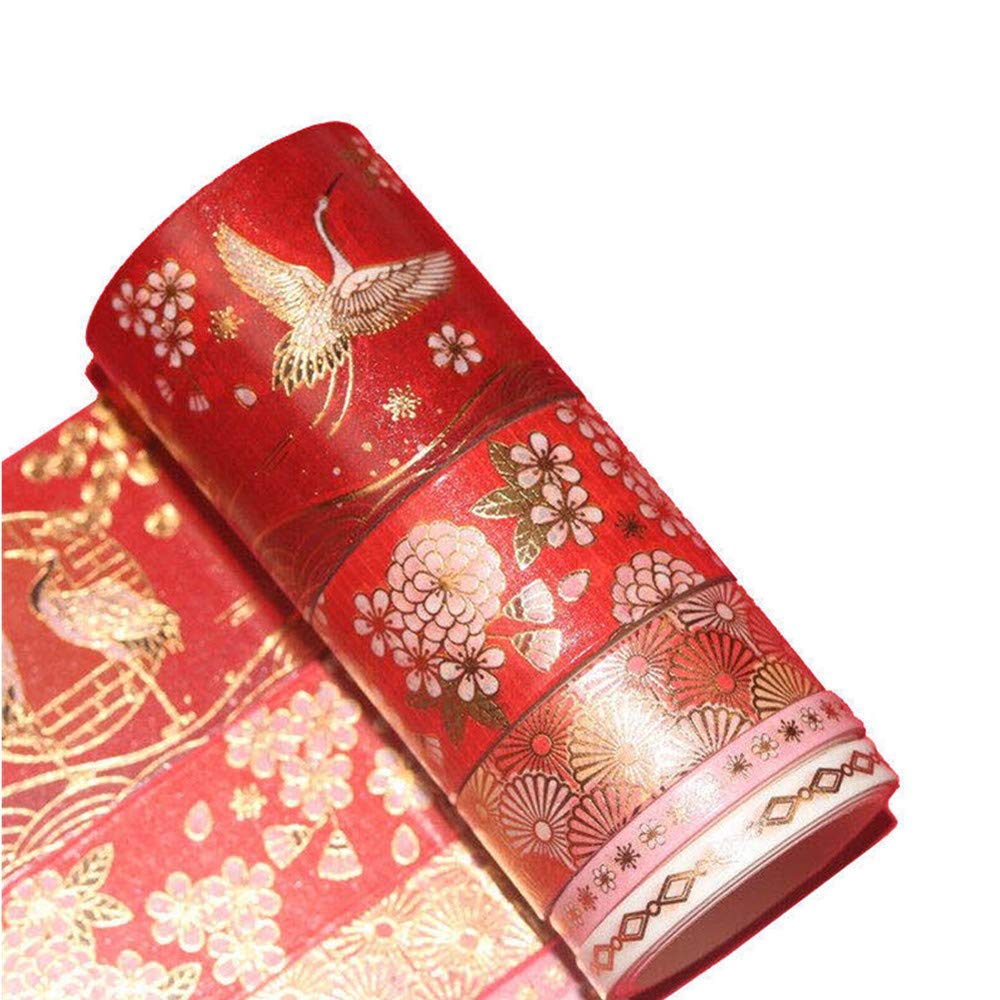 VIVIQUEN Gold Washi Tape Set Vintage Masking Tape Decorative Tape for DIY Scrapbooking, Crafts
