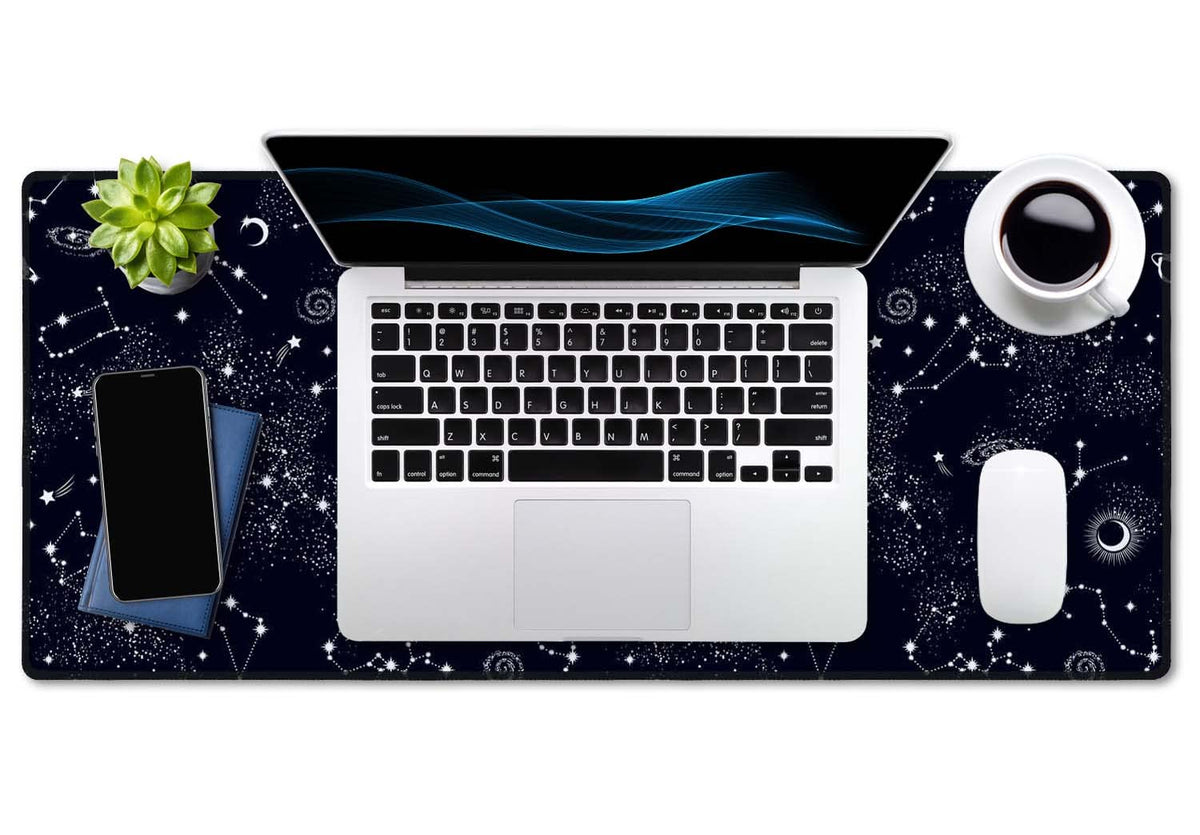 SSOIU Extended Gaming Mouse Pad (35.5x15.7 in), Large Stable Rubber Base Mousepad with Stitched