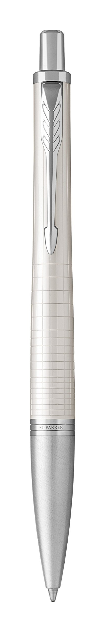 PARKER Urban Ballpoint Pen, Premium Pearl Metal Chiselled with Medium Point Black Ink Refill