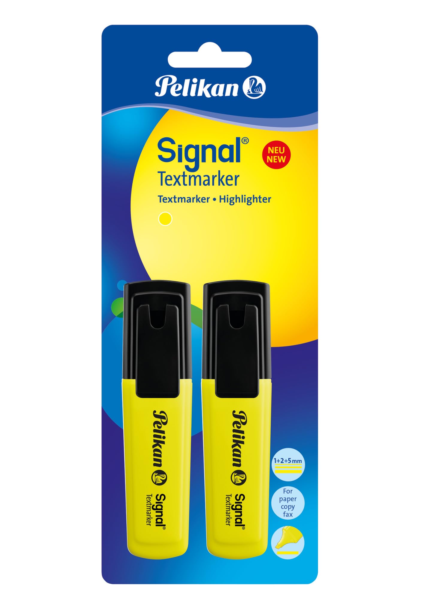 Pelikan Signal Highlighters Bright Yellow, Pack of 2 on Blister Card