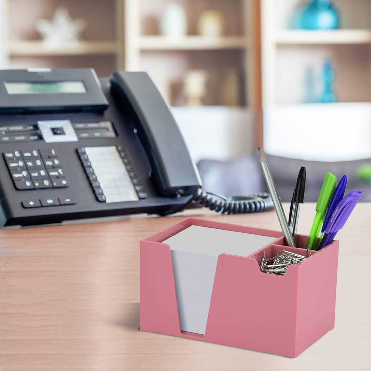 Acrimet Desktop Organizer Pencil, Pen, Paper, Clip, Caddy Holder (Plastic) (White Paper Included)