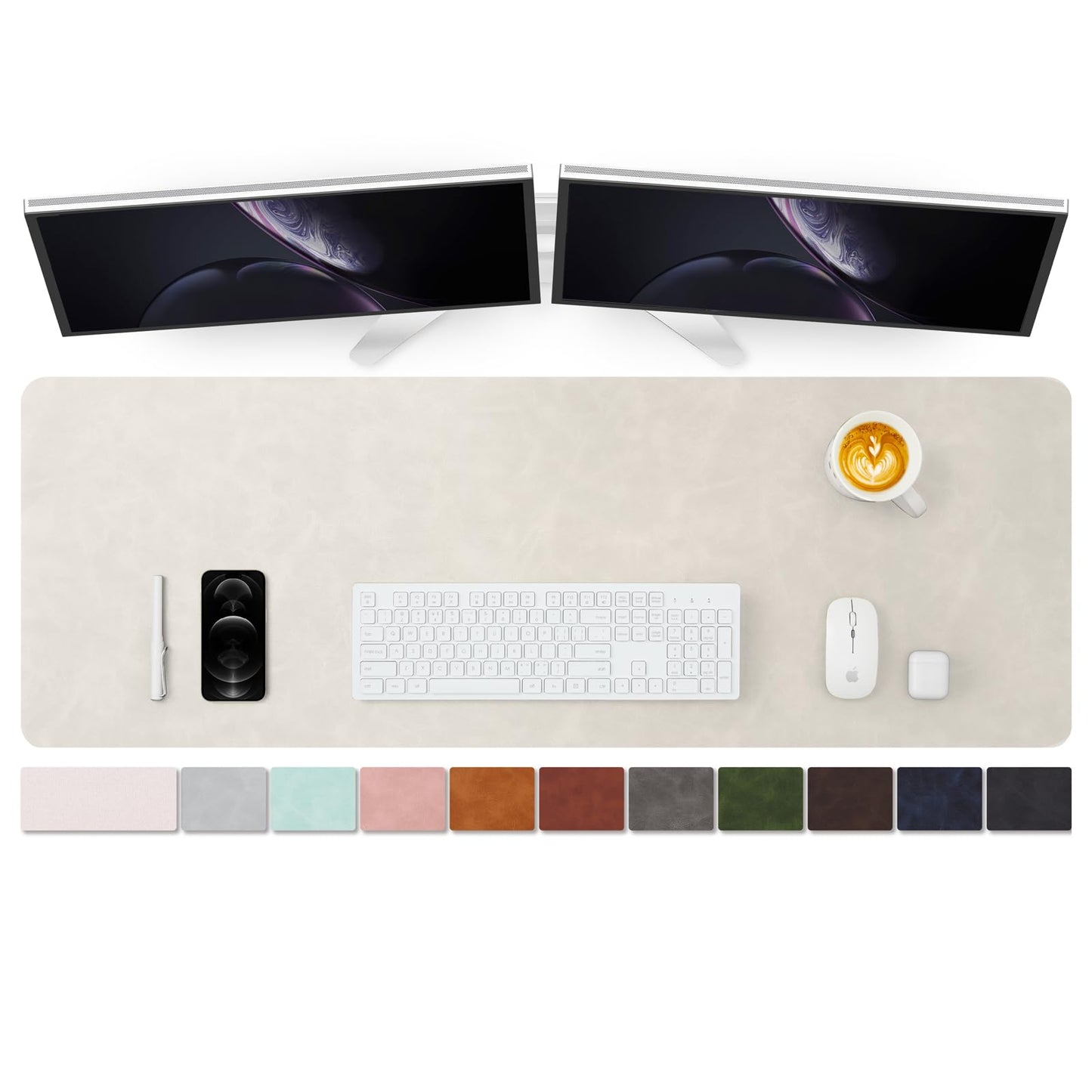 Distressed Leather Desk Mat - Non-Slip PU Desk Pad for Office and Home - Desk Organization and