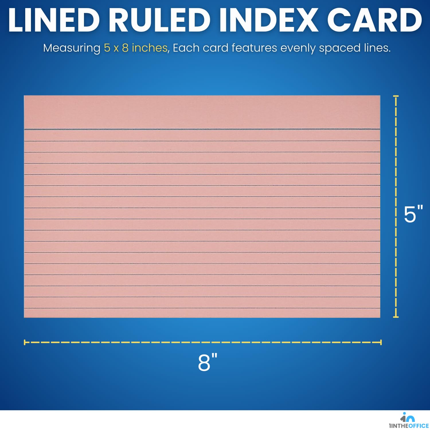 1InTheOffice Index Cards 5 x 8 Ruled Colored, Assorted 200/Pack