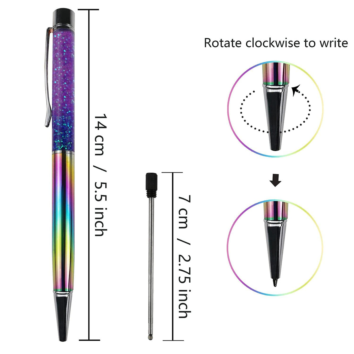 Oddmoal Fancy Metal Ballpoint Pens Floating Glitter Dynamic Liquid Sand Pen for Office Supplies
