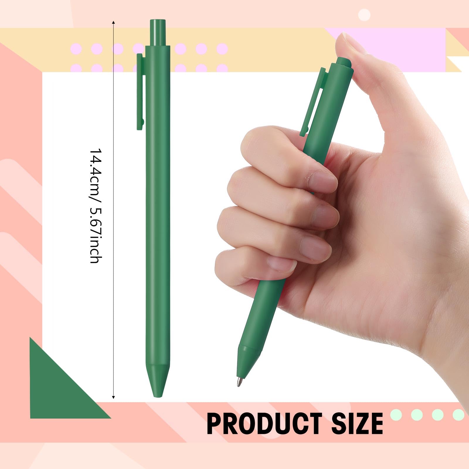 Fulmoon 50 Pcs Cute Pens Retractable 1.0mm, Avocado Green Black Ink