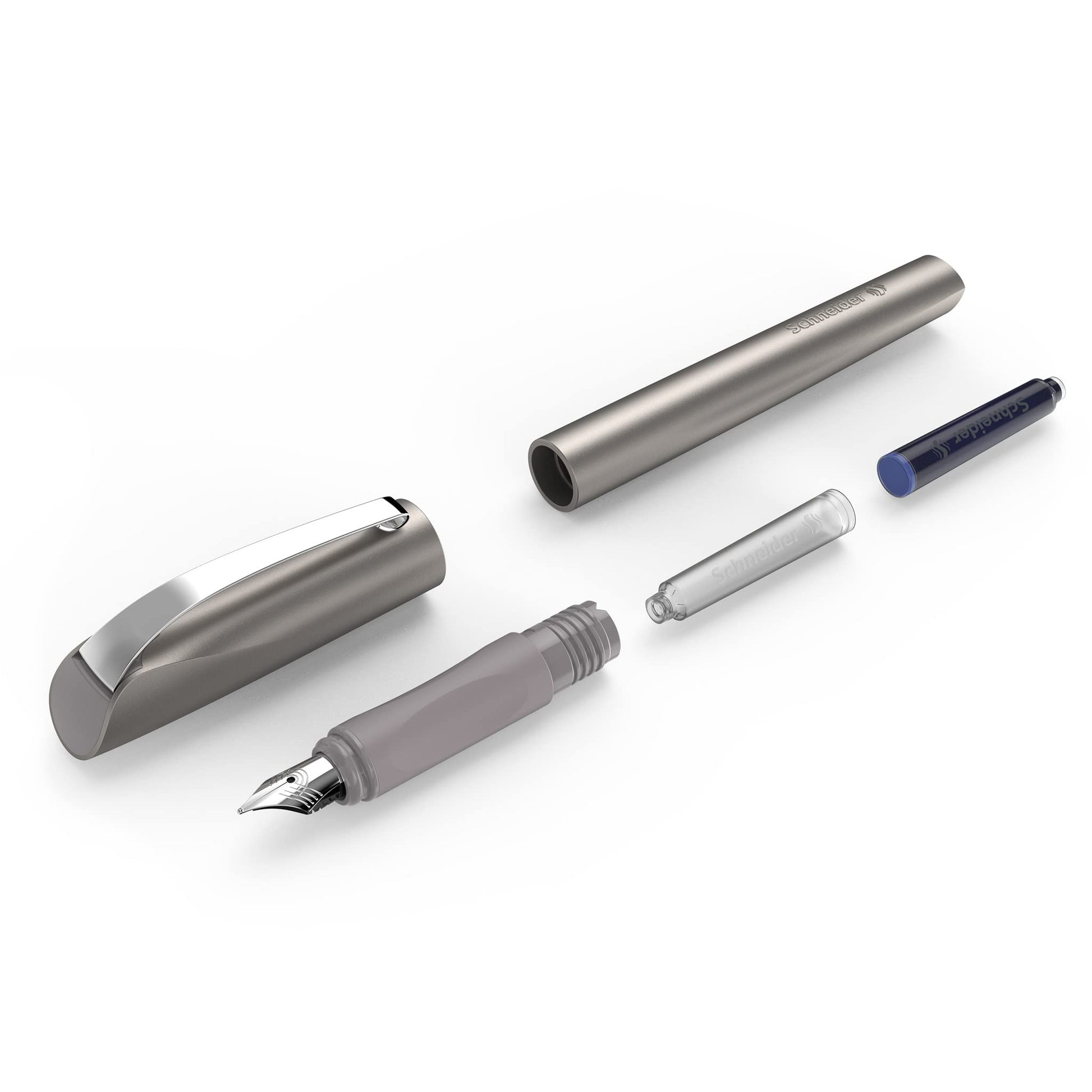 Schneider Ceod Shiny 168621 Fountain Pen (Right and Left-Handed Users, M Nib, Includes Royal Blue