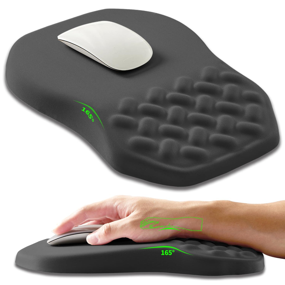Armanza Ergonomic Slope Mouse Pad Wrist Support, Wrist Rest Mousepad for Carpal Tunnel Pain Relief