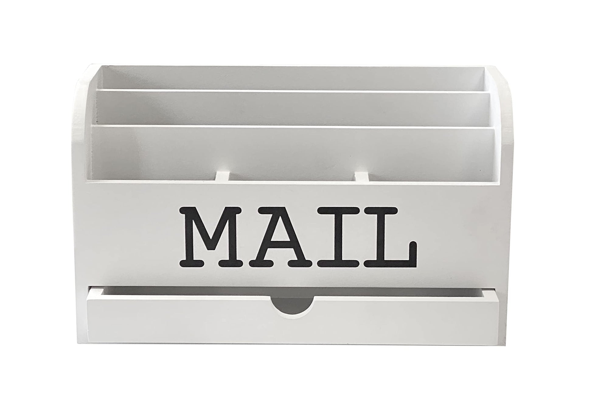 Cregugua White Desk Organizer Wooden Mail Storage box for tabletop office home,5 compartments with