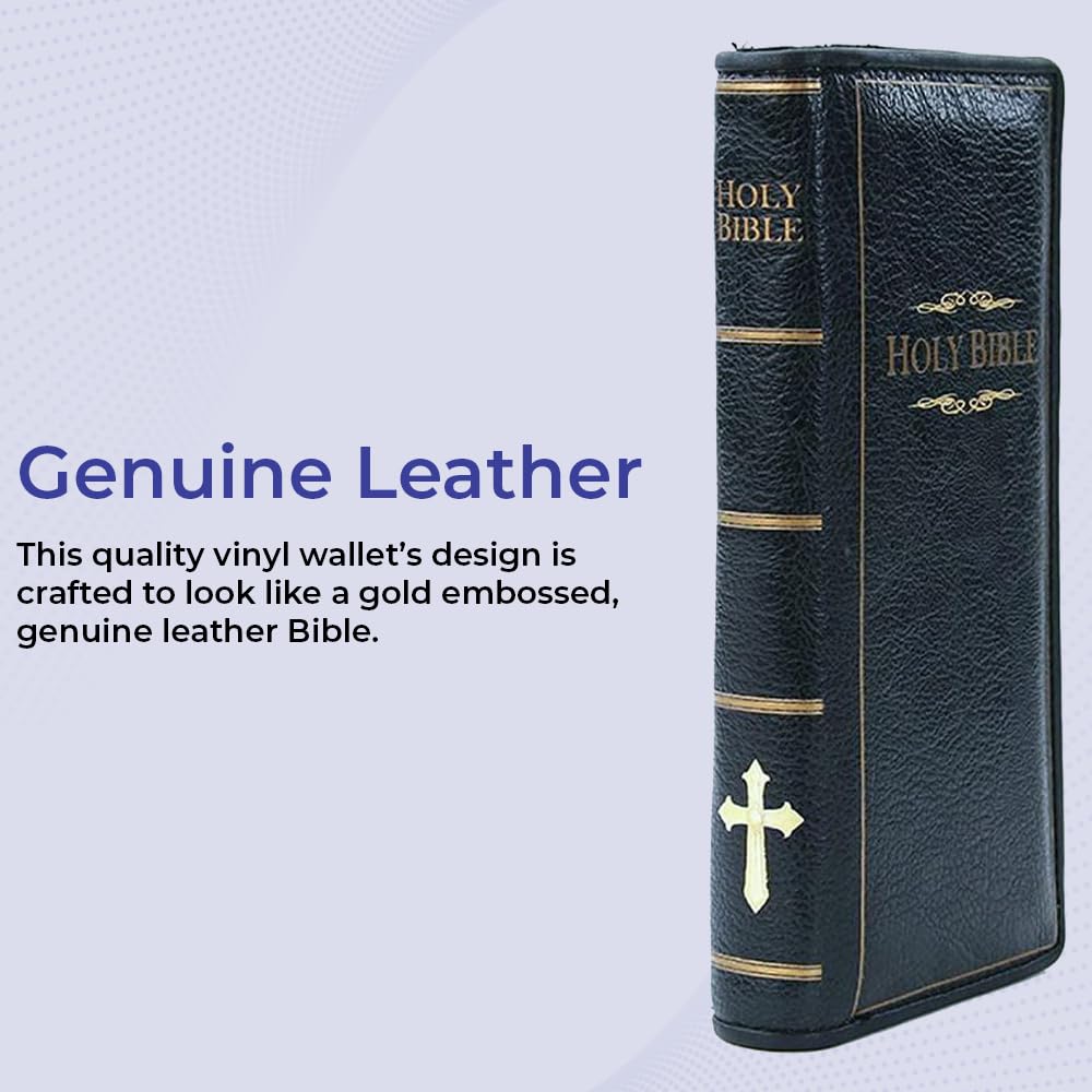 SAGEFINDS Holy Bible Book Wallet | Multi Card and Cash Holder | Magnetic Clasp Closure and Zip
