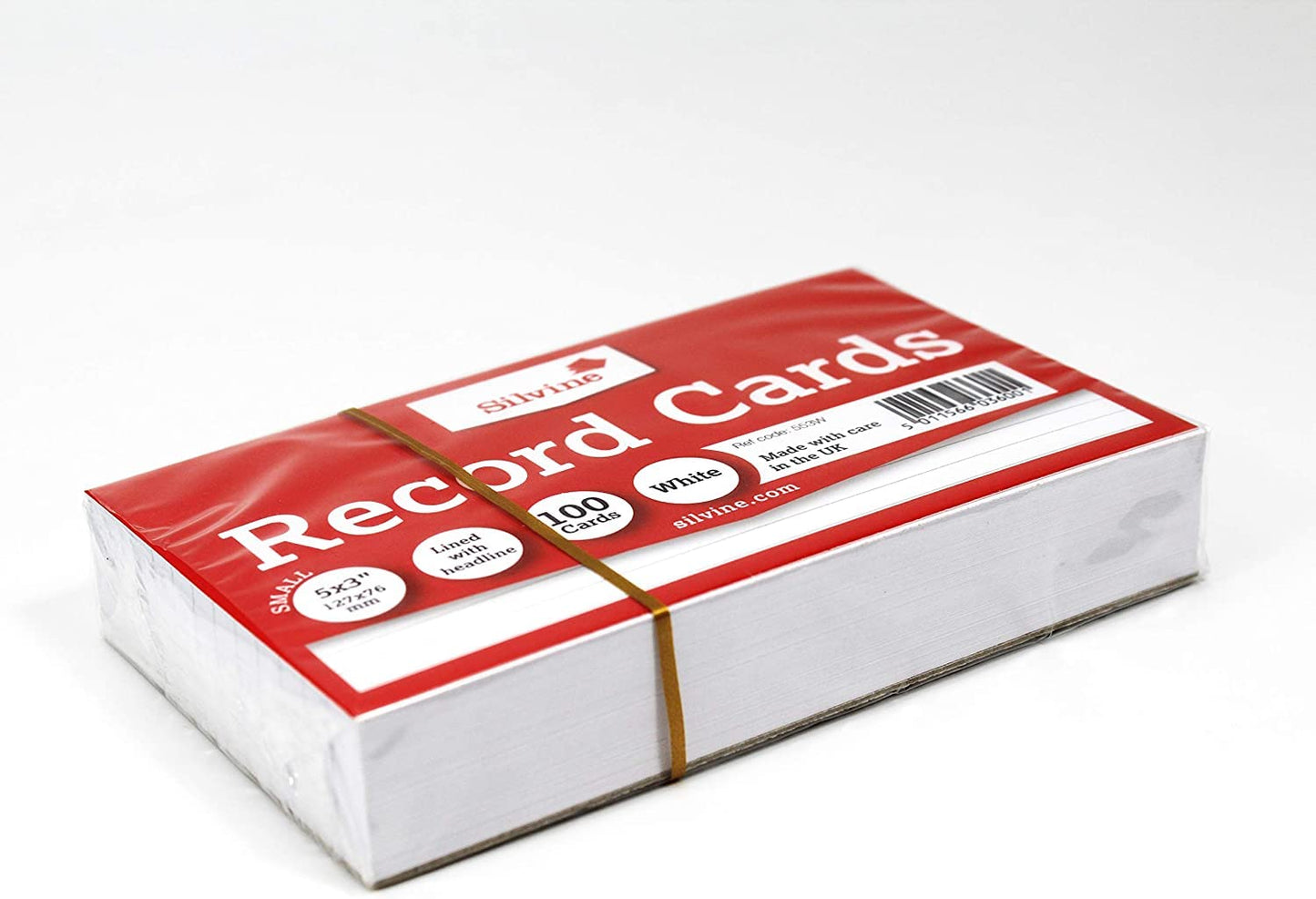 Silvine 5x3" Record Cards - Lined with headline, 100 cards per pack. Ref 553W (127 x 76mm)