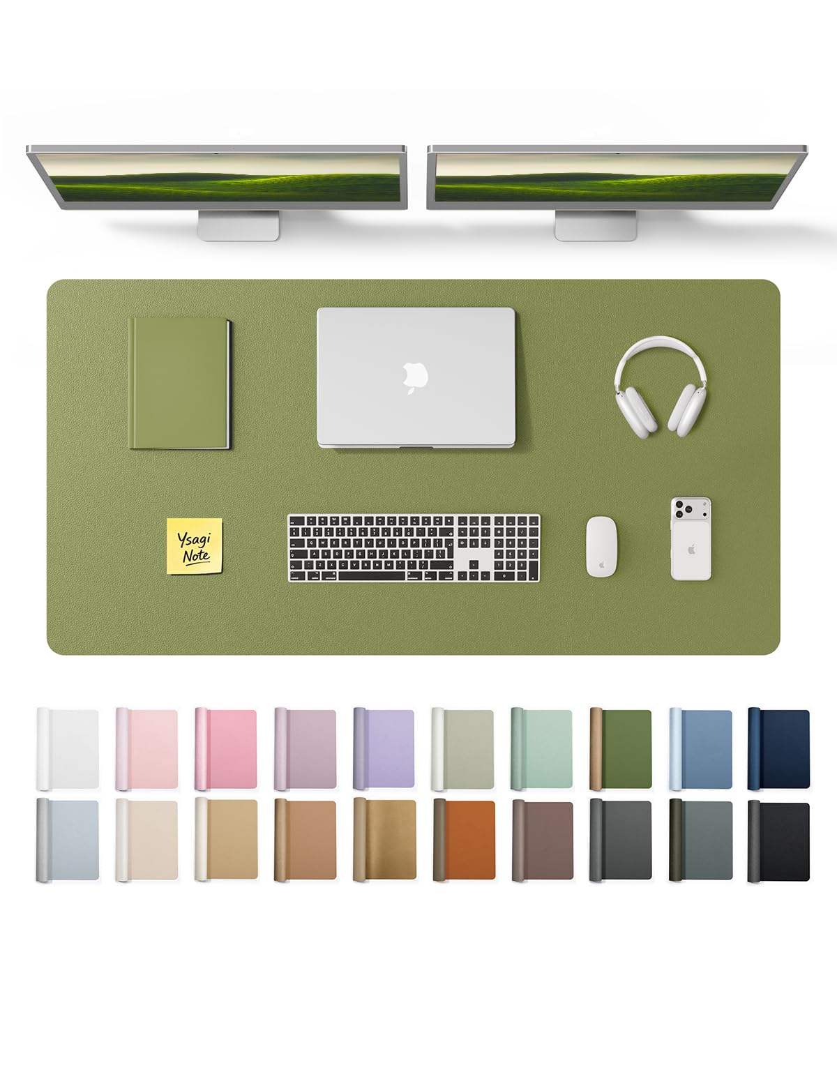 YSAGi Leather Desk Protector, Office Mat, Large Mouse Mat, Non-Slip PU Leather Blotter, Laptop