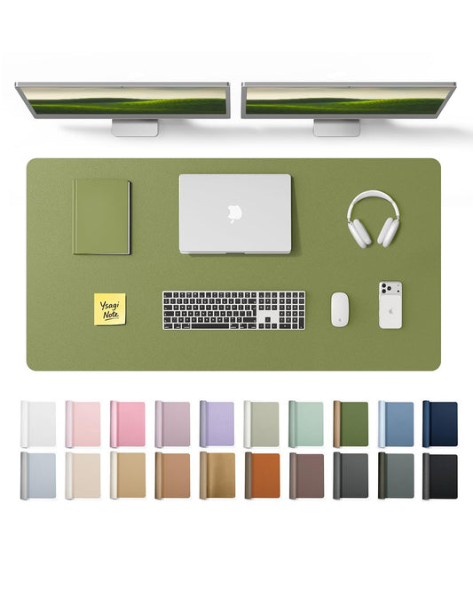 YSAGi Leather Desk Protector, Office Mat, Large Mouse Mat, Non-Slip PU Leather Blotter, Laptop