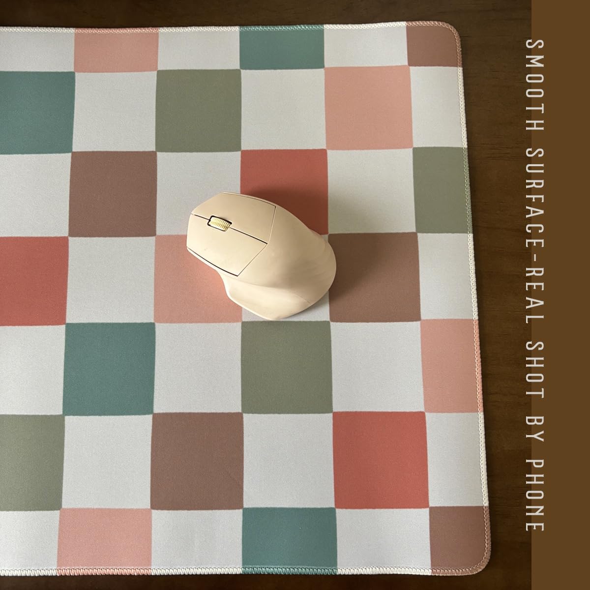 Boho Checkered Desk Mat, Retro Beige Plaid Mouse Pad Xl-31.5x15.7in-Pastel Desk Mousepad-Extended