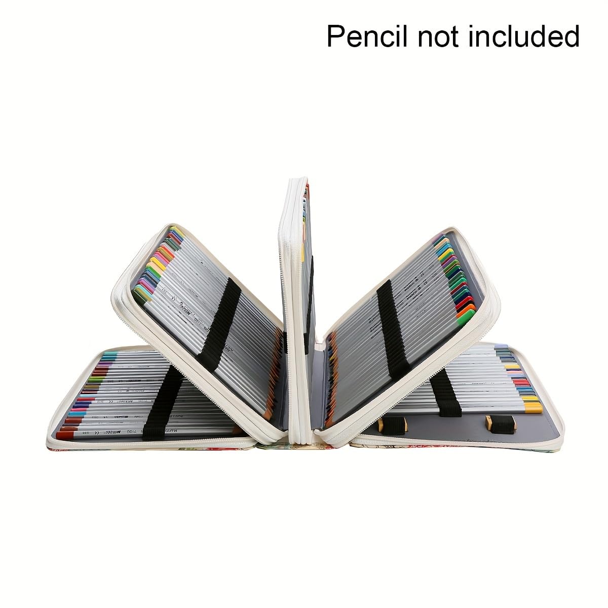 Lbxgap 200 Slots Canvas Pencil Case 4-Layer Zipped Holder w/Handle