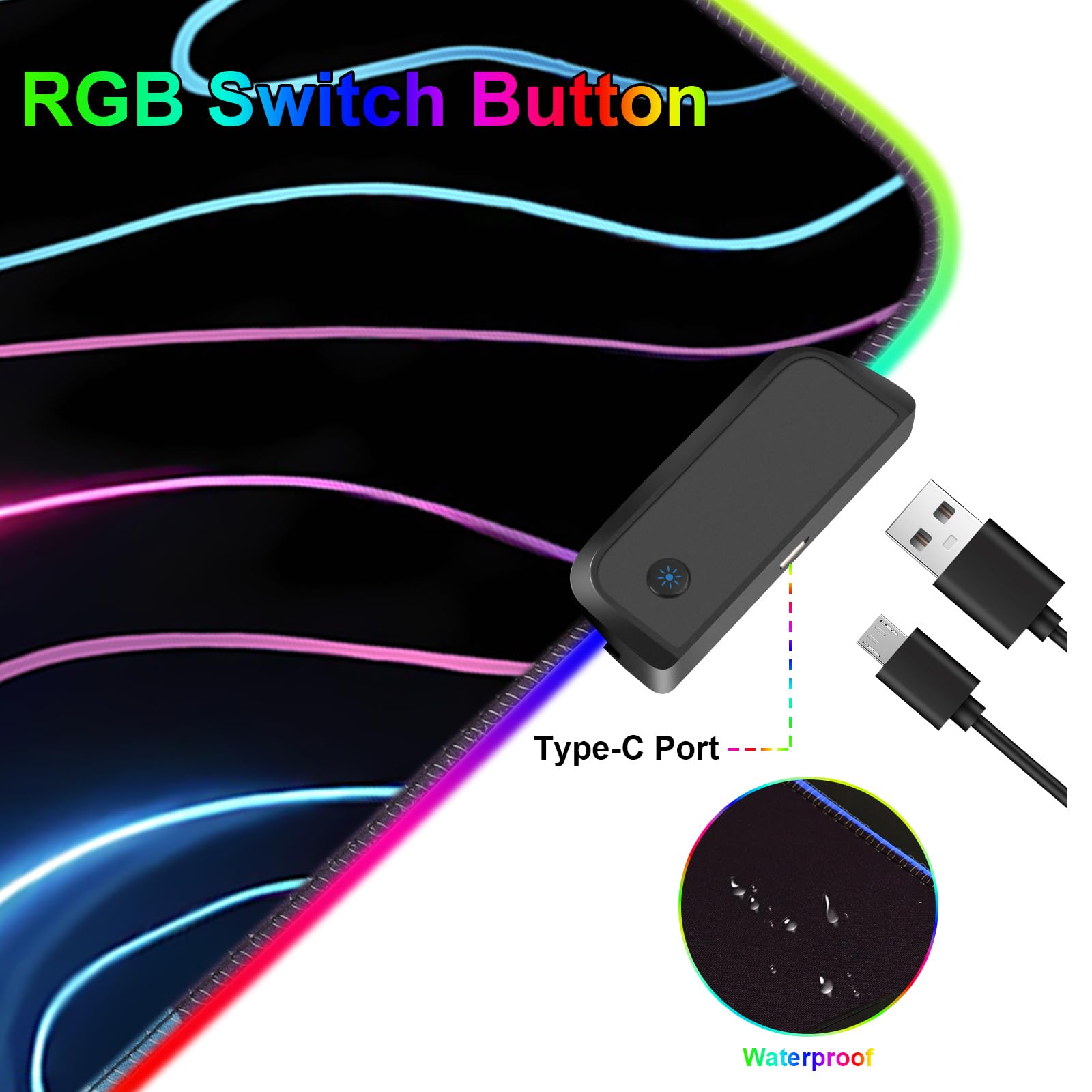 Mouse Pad 31.5 X 11.8 Inches RGB Mouse Mat with 13 Light Modes