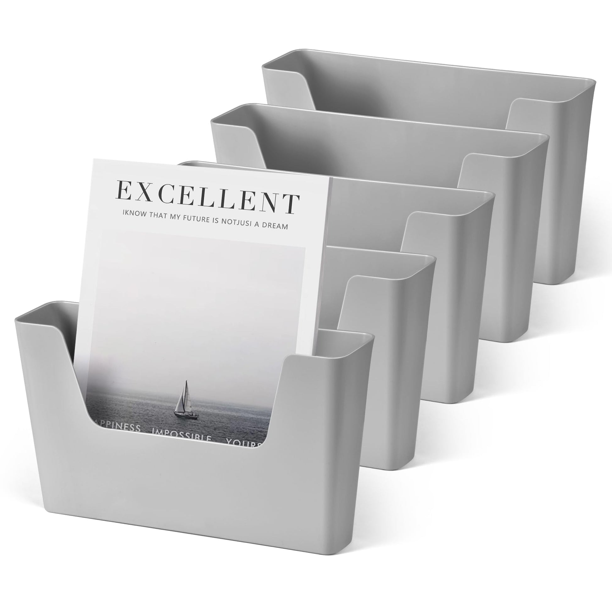 YOHOM Adhesive File Holder Plastic Document Folder Door No Drilling Mount Mail Magazine Organizer