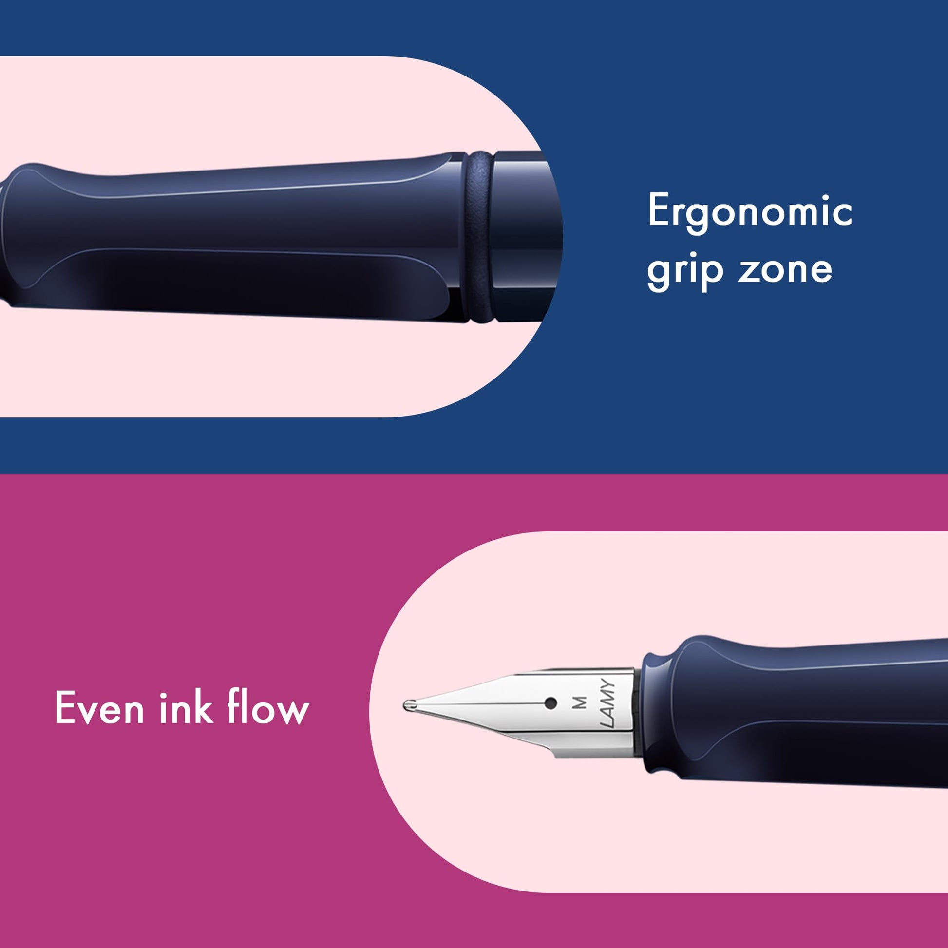 LAMY safari dark dusk - Fountain Pen with ergonomic grip & polished steel nib in size M - ideal for