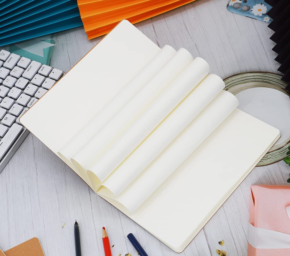 Wotion Kraft Blank Notebook 32 Pack, A5 Journal, 8.3" x 5.5", 60 Pages Thick No Bleed Paper, Soft