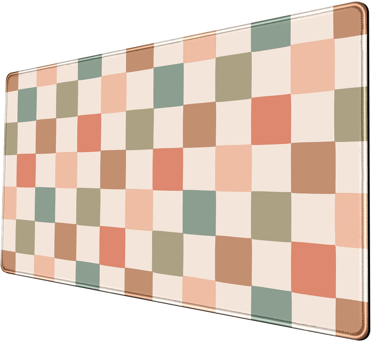 Boho Checkered Desk Mat, Retro Beige Plaid Mouse Pad Xl-31.5x15.7in-Pastel Desk Mousepad-Extended