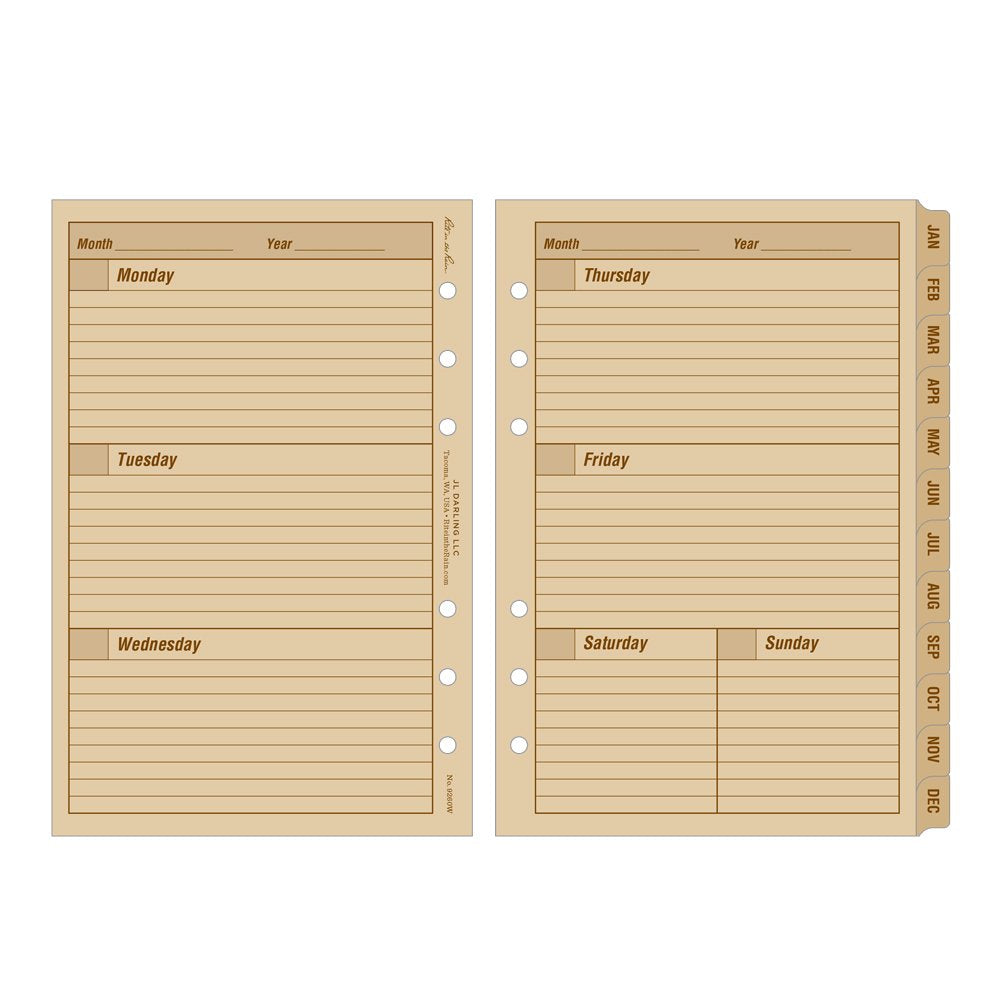 Rite in The Rain Weatherproof Weekly Calendar Set, 5" x 7", Tan Sheets, 65 Weeks (No. 9260W)