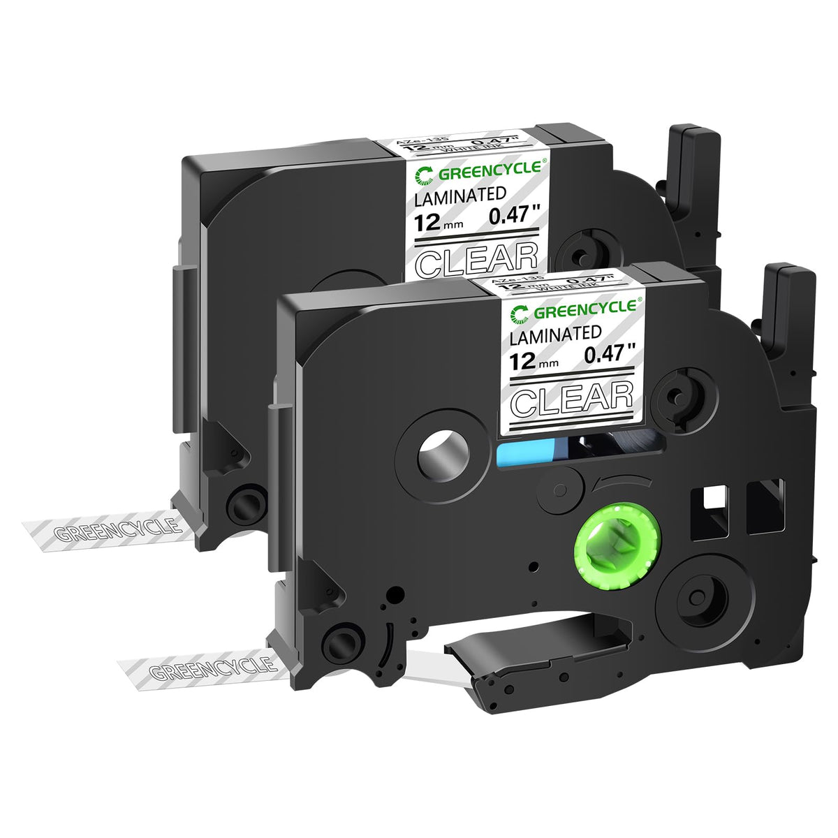 GREENCYCLE Compatible for Brother P-Touch Label Tape TZe-135 12mm 0.47" Laminated White TZe135